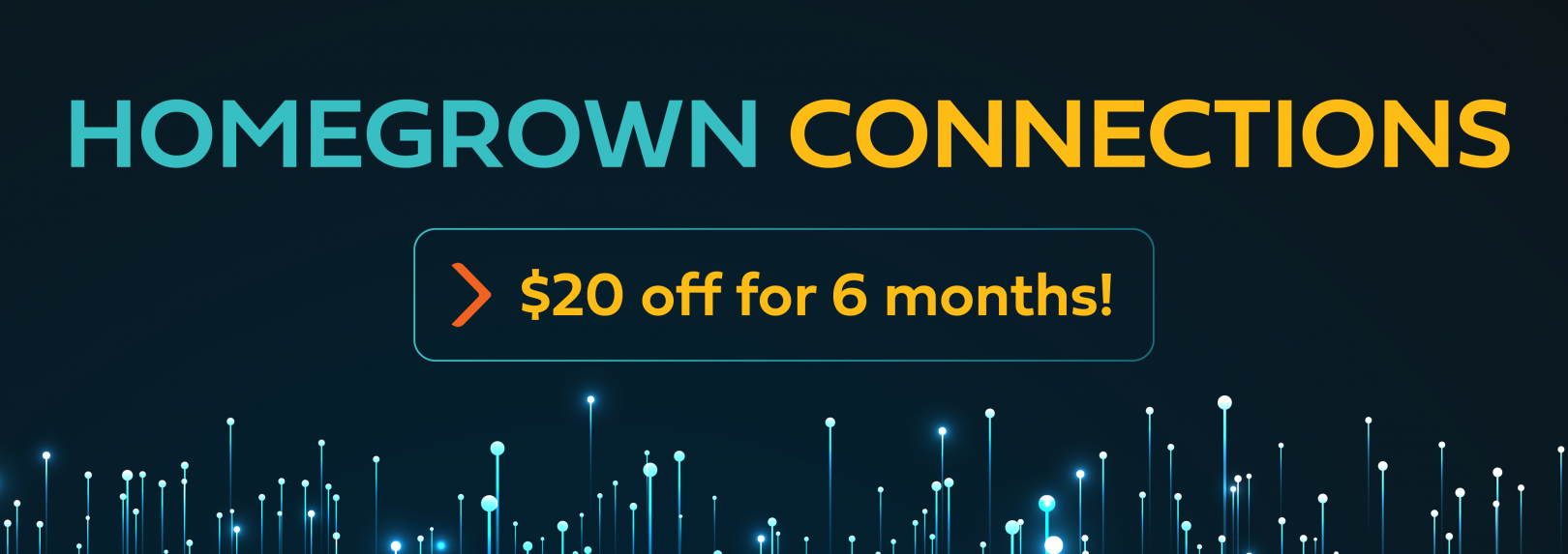 Homegrown connections 20$ off for 6 months